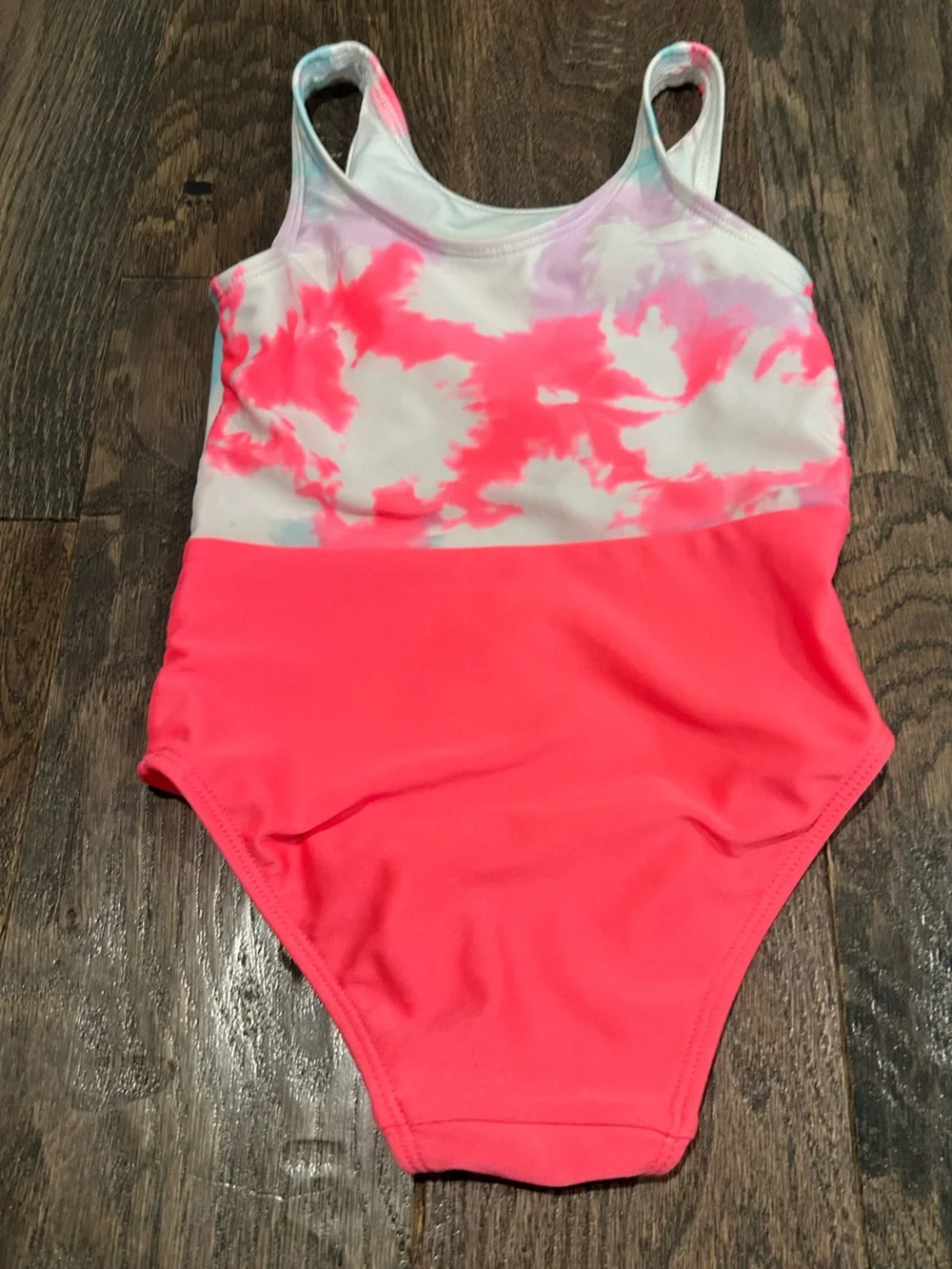 Cat & Jack Tie-Dye Top Neon Pink One-Piece Swimsuit Size 3T